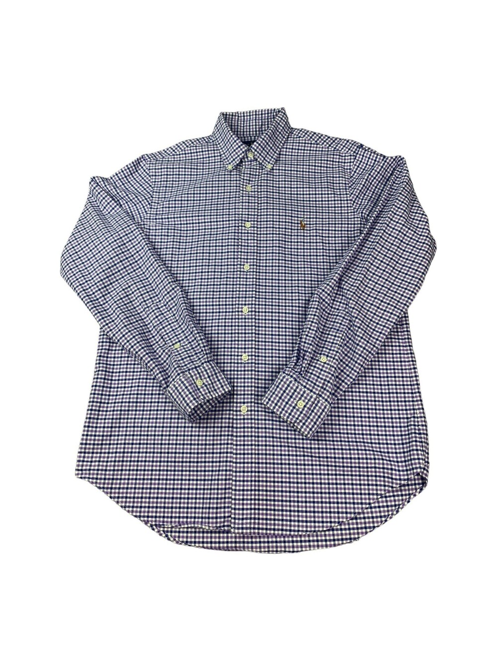 Ralph Lauren Classic Fit Long Sleeve Button Up Shirt, Purple Check, Men’s Medium